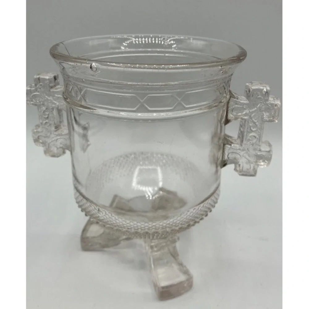 Vintage Clear Pattern Glass LaBelle Queen Anne 3 Footed Sugar‎ Bowl 6